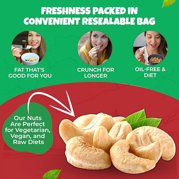 Dry Roasted Unsalted Cashews 4 lbs – Premium Quality Kosher Dry Roasted Cashews – No Oil Natural &amp Healthy Rich Flavor Snack – Gourmet Savory Flavor – Air-Tight Resealable Bag Package