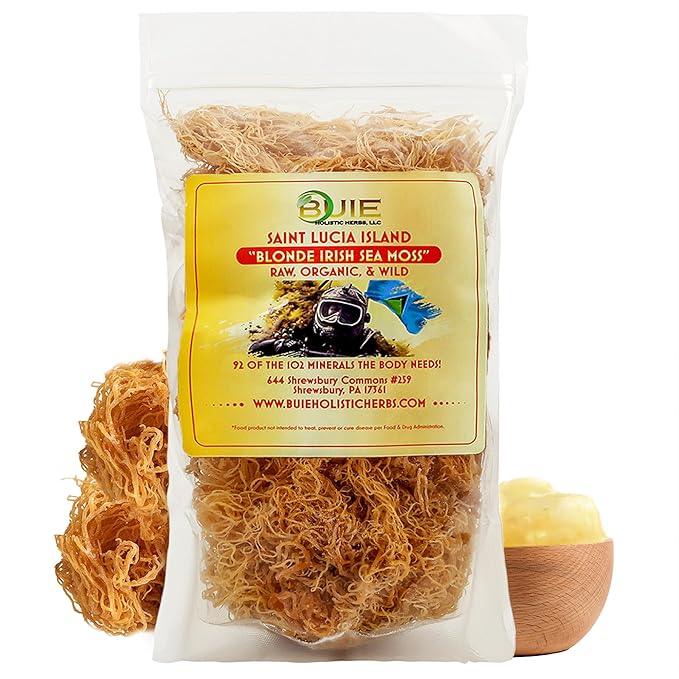 Golden Irish Sea Moss | Wildcrafted from St. Lucia | 16oz Makes ~240+ oz Sea Moss Gel | 100% Natural Raw &amp Sun-Dried | Dr. Sebi Inspired Nutrient-Rich Irish Moss for Health &amp Wellness