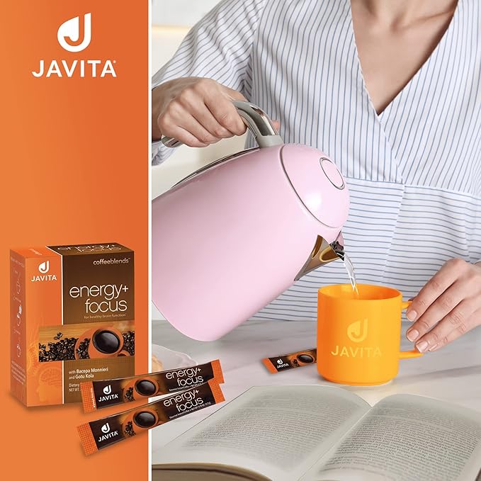Energy + Focus Instant Coffee by Javita – Premium Arabica with Adaptogens – Clean Energy &amp Mental Clarity Support – Convenient Functional Coffee Medium Roast Coffee Mix (1 box/24 serv.)