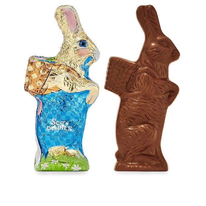 See's Candies Easter Tall Milk Chocolate Bunny - Premium Easter Basket Treat Large Hollow Milk Chocolate Rabbit 10 oz