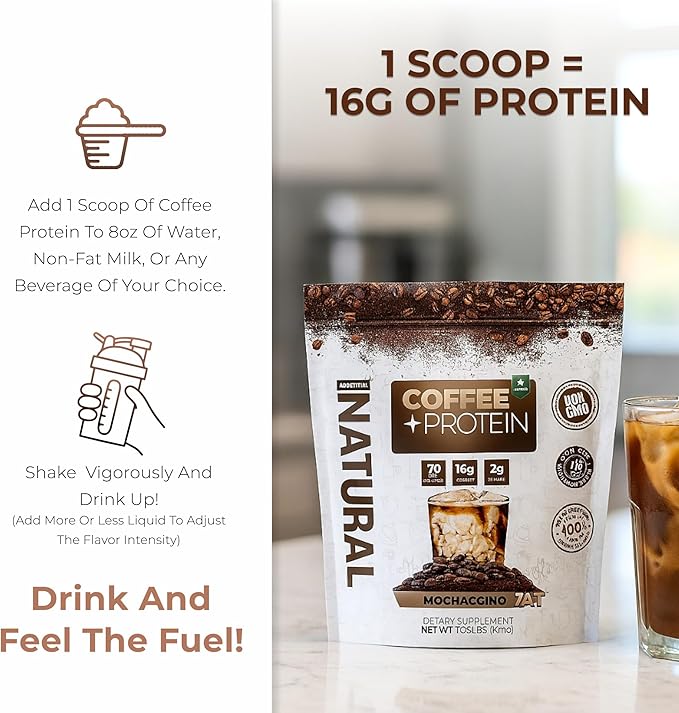 About Time Coffee + Whey Protein (Non-GMO All Natural Lactose/Gluten Free 16g of Protein Per Serving) - 1.03lb Coffee Mochaccino