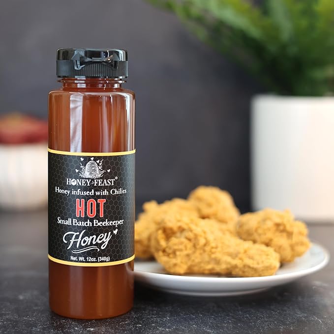 HONEY FEAST Gourmet Trio for the Grill – Includes 12oz Hot Bourbon and Orange Blossom Honey – For Grilling Marinades and Everyday Cooking