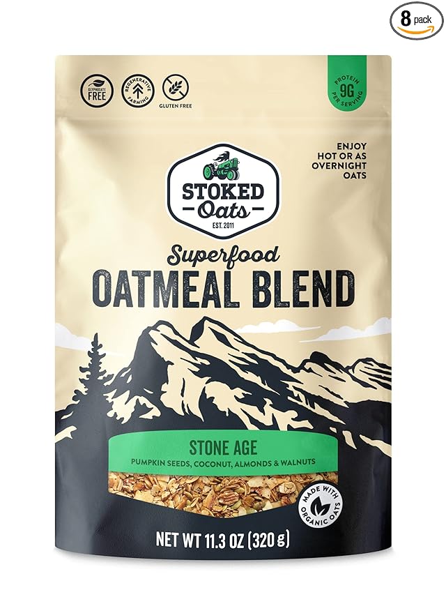 Stoked Oats Oatmeal Stone Age Blend 11.3 oz (Pack of 8)