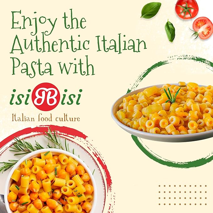 isiBisi Gluten-Free Tubetti Pasta 5-Pack - Artisanal Corn and Rice Noodles - Non GMO Vegan Made in Italy