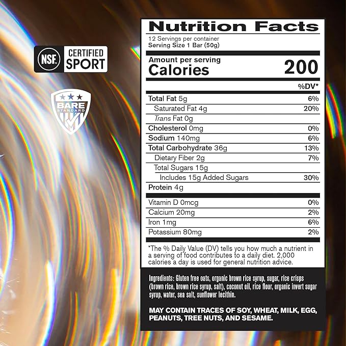 BARE PERFORMANCE NUTRITION Go Bar Oat Based Endurance Training Snack 36g of Carbohydrates and 200 Calories Per Serving 12 Bars Per Box Original Oat