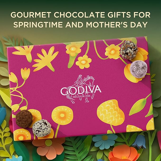 Godiva Signature Truffles Limited Edition Spring Gift Box Belgian Dark &amp Milk Chocolates with Ganache Centers Gourmet Easter Chocolate Gifts Kosher 15 Pc