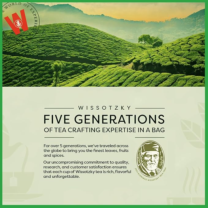 Wissotzky Nana Mint &amp Lemon Fusion Herbal Tea (6 Pack -120 Tea Bags) | Invigorating Blend | Caffeine Free Tea | Digestive Support