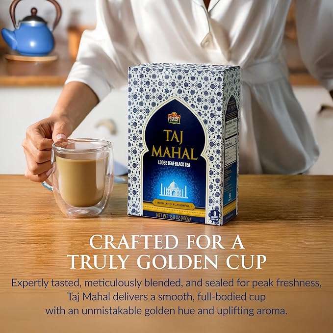 Taj Mahal Tea by Brooke Bond | Loose Tea | Black Tea | Compatible for Chai &amp Milk | Premium Blend | Refreshing Taste | 900 Grams (Pack of 2)