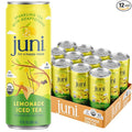 Juni Sparkling Adaptogen Drink with Ashwagandha Lion’s Mane &amp Reishi Mushrooms Green Tea for Focus Zero Sugar 10 Calories Organic Non Alcoholic Drinks - Lemonade Iced Tea 12 pack