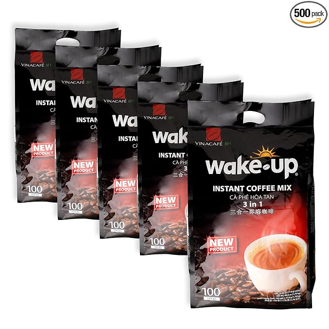 Vinacafe Premium 500 Sticks 3 in 1 Instant Wake-Up Coffee Mix 500 Coffee Sticks Single Serves