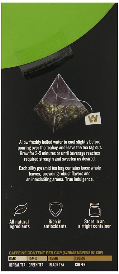 Wissotzky the Signature Collection Tea Timeless Green Tea with Nana Mint 16 Count (Pack of 6)