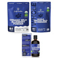 Jungle Powders Organic Freeze Dried Whole Blueberries 4oz Wild Blueberry Powder 5oz &amp USDA Bilberry Liquid Extract 3.4oz – Antioxidant Superfood for Smoothies Baking &amp Eye Health Support