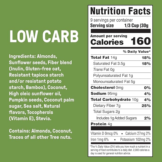 Carbonaut Gluten Free Granola Tropical Coconut Cardamom | Keto-Certified &amp Non-GMO | Perfect Keto Granola For Cereal Yogurt or Snacking | Only 3g of Carbs Per Serving 10 oz (Pack of 6)