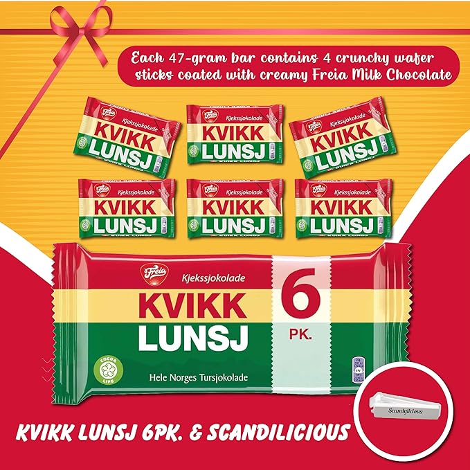 Kvikklunsj – Chocolate Covered Wafers from Freia - Norwegian Chocolate from Norway Milk Chocolate Bars (6-Pack x 47gram)