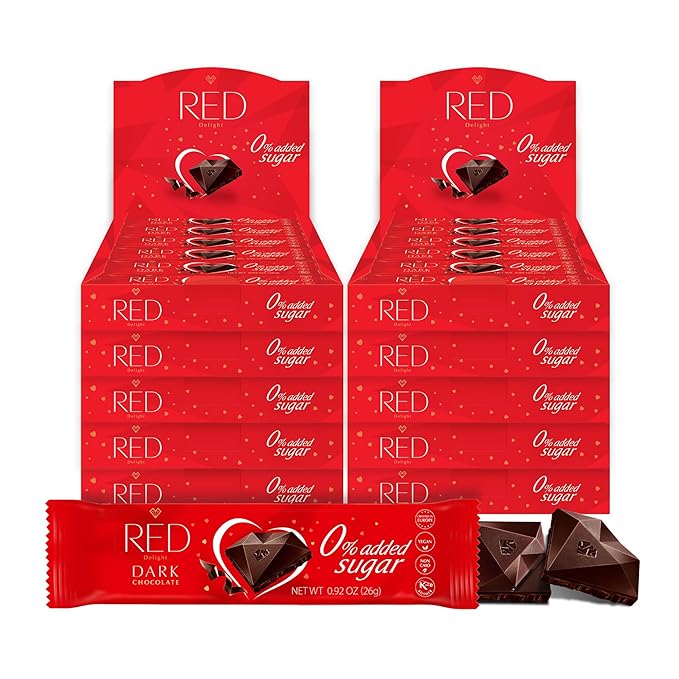 RED Delight®™ Dark Chocolate 12 Count Box of Grab N Go Travel Size Bars (0.92 Ounces Each) (10 Boxes - Total of 120 Bars)