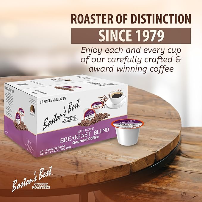 Boston’s Best - Smooth Light-Roast Breakfast Blend Delicious Gourmet Coffee Compatible with Keurig Coffee Maker 1 Count (80 Single Serve Cups)