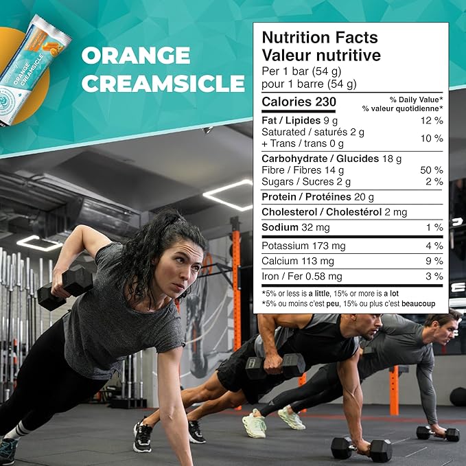 Daryl's Bars Orange Creamsicle On the Go Whey Protein Bars Gluten Free Low Sugar Protein Snack Meal Replacement Pack of 2