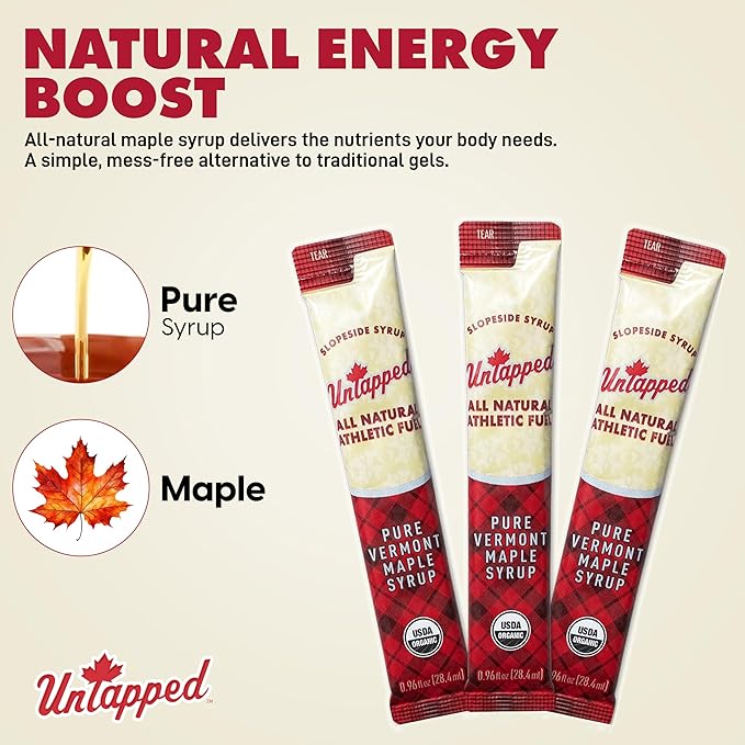 UnTapped Maple Syrup Packets Box of 20 Pack of 2 | Pure Maple Syrup Gel Packs for Runners | Single-Serve Running Energy Gels | Low Glycemic | Fuel to Keep You Running Longer
