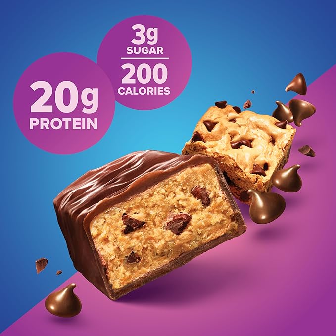 Pure Protein Chewy Chocolate Chip Protein Bars – 20g Protein 3g Sugar 190 Calories (36 count) Low Sugar* High Protein Snack - Gluten Free - Perfect for a Healthy Snack