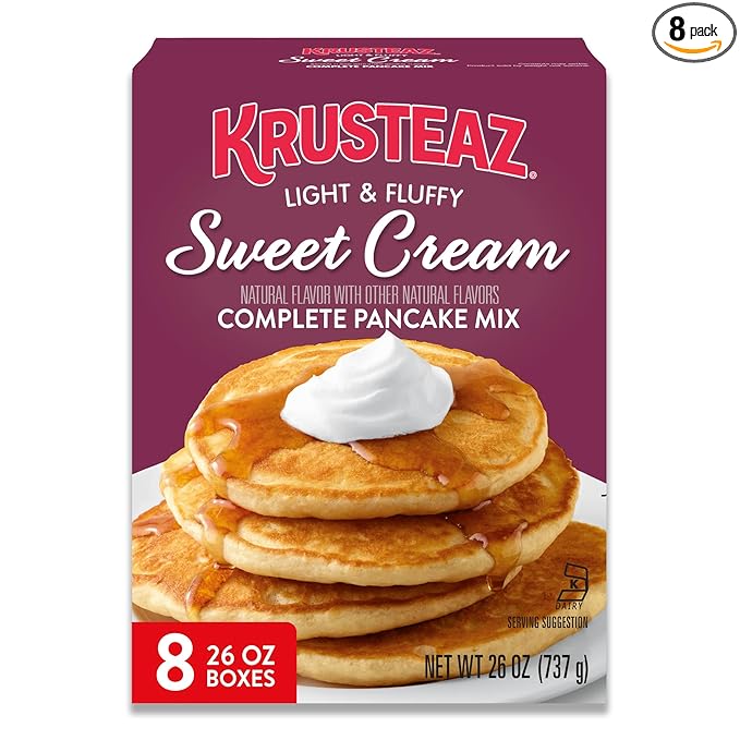 Krusteaz Sweet Cream Pancake and Waffle Mix Light &amp Fluffy 26 oz Boxes (Pack of 8)
