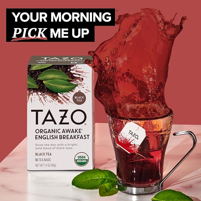 TAZO Organic Awake English Breakfast Black Tea Bags Bold Traditional Breakfast-Style Black Tea 144 Total Tea Bags (36ct - Pack of 4)