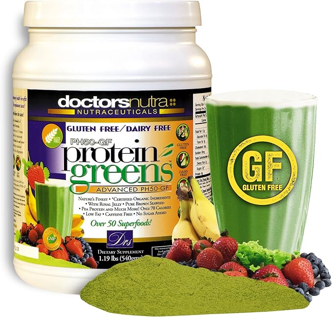 PH50 Protein Greens Plant-Based All Natural no Gluten Non-Dairy Vegetable Pea Rice Protein Vanilla Flavor 1.19 pounds 50 Superfoods with Digestive Enzymes