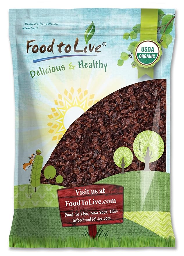 Food to Live Organic Sultana Raisins 10 Pounds - Non-GMO Unsweetened Unsulfured Lightly Coated with Organic Sunflower Oil Vegan Paleo Friendly Bulk. No Sugar Added. Vitis Vinifera Linne
