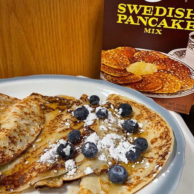 Lund’s Swedish Pancake Mix Deliciously Thin &amp Light Pancakes 12 oz Traditional Scandinavian Recipe - Easy Mix for Breakfast or Brunch [Pack of 4]