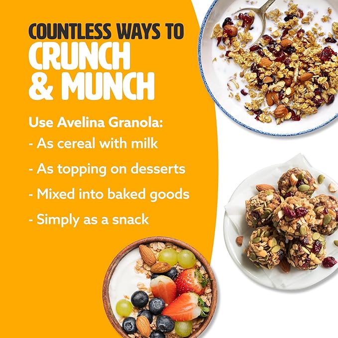 Avelina Gluten Free Granola Honey &amp Raisins - Healthy Oatmeal-Based Cereal - Kosher Non-Gmo - (12.3 oz 4-Pack)