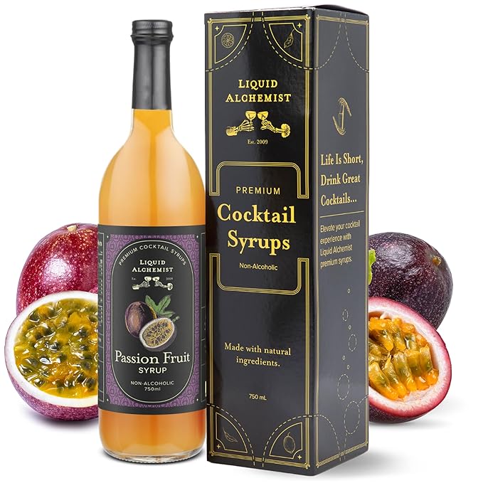 Liquid Alchemist Passion Fruit Syrup for Cocktails - Real Ingredients Make our Passion Fruit Puree for Cocktails the Perfect Margarita Mix - Non-GMO &amp Vegan (25.4 oz)