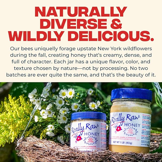 Really Raw Honey Straight from the Hive Never Heated or Filtered Harvested from Small USA Family Farms Smooth and Dense (42 Ounce)