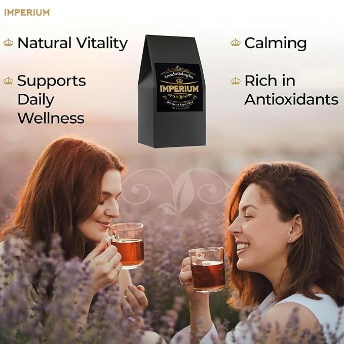 Imperium Lavender Oolong Tea Loose Leaf (4oz) Hand-Picked Premium Oolong Brews 100 Cups Naturally Calming Beverage Fragrant Floral Notes Smooth Aroma Delicate Sweetness and Long Relaxing Finish