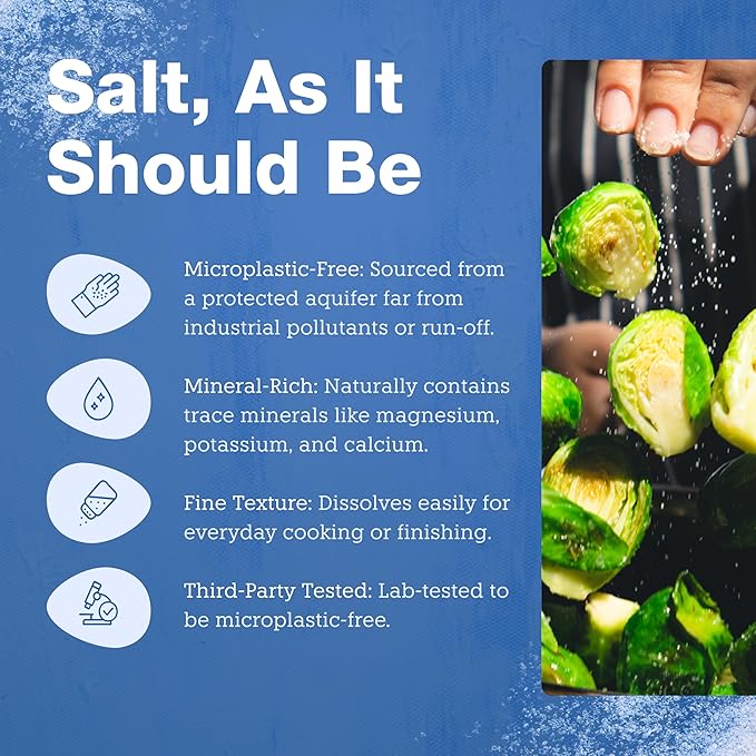 Vera Salt Fine Spring Salt – 300g Pack – Hand‑Harvested White Crystals from Spain – Fine Texture with Natural Minerals - Plastic-Free Packaging - Microplastic-Free Salt