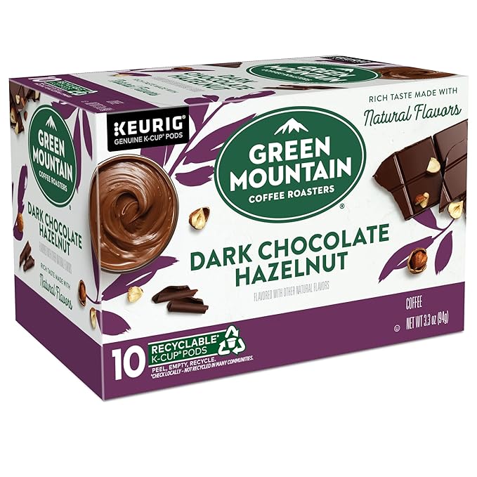 Green Mountain Coffee Roasters Dark Chocolate Hazelnut Coffee Keurig Single Serve K-Cup Pods 10 Count