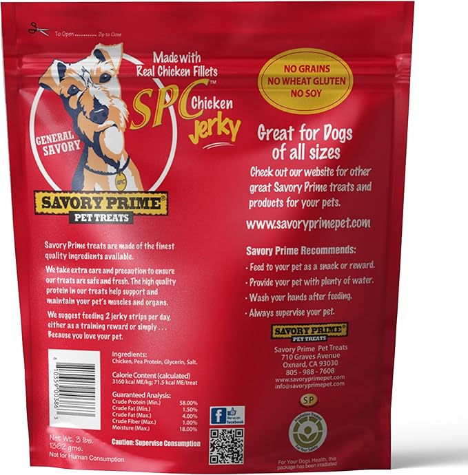 Savory Prime SPC Chicken Jerky 3 lbs.