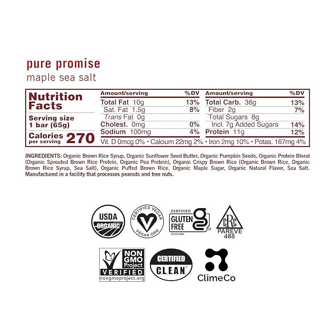 Gomacro Macrobar Organic Vegan Protein Bars - Maple Sea Salt (2.3 Ounce Bars 12 Count)