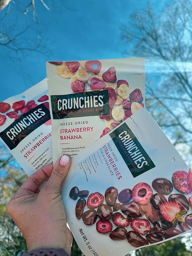 Crunchies Freeze-Dried Fruits 100% All Natural Crispy Fruit Non GMO and Kosher Resealable Freeze Dried Fruit Snack Packs Pack of 6 (Strawberry Lovers Variety Pack)