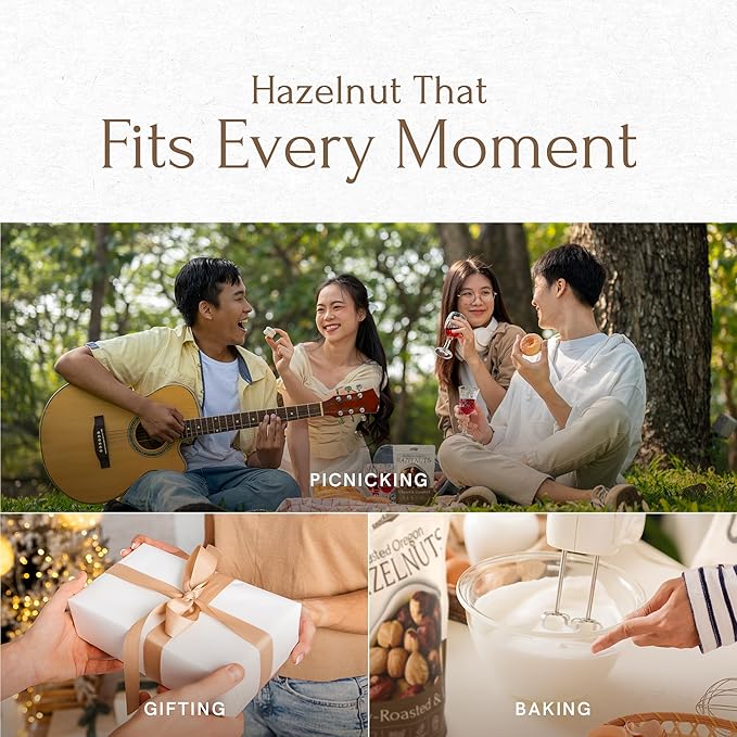 Snackathon Roasted Oregon Hazelnuts Unsalted Dry Roasted Whole Filberts Premium Natural Nuts Grown in USA 2 LB Resealable Bag Healthy Snack Ideal for Baking Nut Butters &amp Recipes