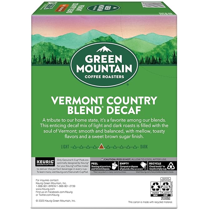 Green Mountain Coffee Roasters Vermont Country Blend Decaf Keurig Single-Serve K-Cup Pods Medium Roast Coffee 96 Count