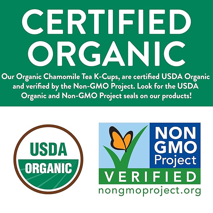 FGO Organic Chamomile Tea K-Cup Pods for Keurig 24 Count (Pack of 1) Naturally Caffeine-Free Herbal Tea USDA Organic Non-GMO &amp Recyclable