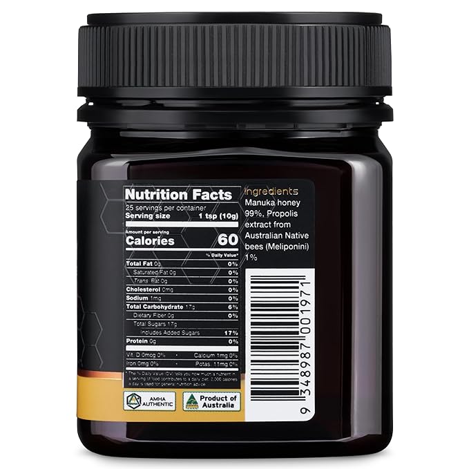 Nature’s Gold Raw Manuka Honey with Australian Native Bee Propolis MGO 514+ | 8.8oz (250g) 100% Pure Genuine Traceable Hive to Home