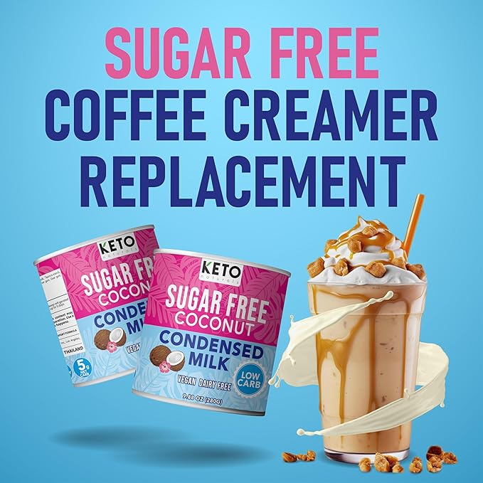 Keto Sugar Free Condensed Milk (6 Packs) Vegan Coconut Condensed Milk - Plant based milk Vegan and Keto Friendly. Lower calories condensed coconut milk. 1-1 Replacement of regular condensed coconut m