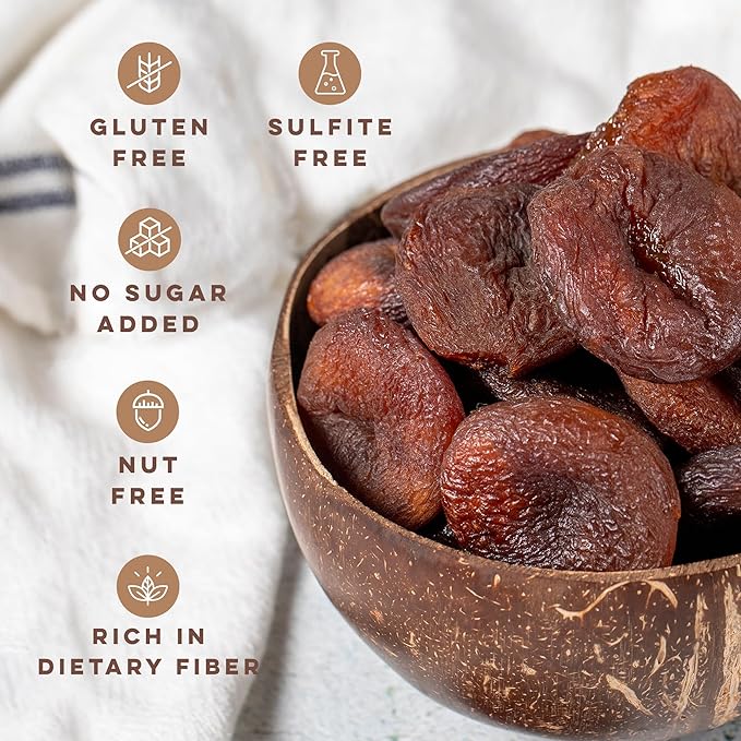 Biomey Organic Certified 2 LB Sun-Dried Unsulphured Turkish Apricots - Soft &amp Juicy Dried Fruit - No Sugar Added - No Preservatives - Vegan - Non-GMO - Gluten Free Healthy Snack - Bulk Value Resea