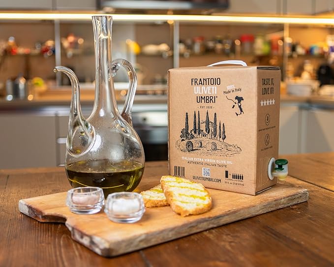 Frantoio Uliveti Umbri Bag in Box Olive Oil | Authentic Italian Extra Virgin Olive Oil | Perfect for Finishes and Dressings | Cold Pressed 100% Made in Italy | Bag-in-Box 3L (101.4 Fl Oz)