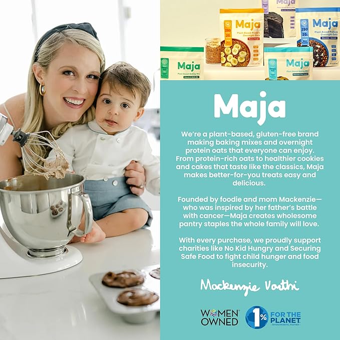 Maja Plant-Based Chocolate Chip Cookie Mix Pack of 2 | Gluten-Free Top 14 Allergen-Free Dairy &amp Egg Free | Soft &amp Chewy Cookie Dough Mix | Clean Ingredients No Artificial Flavors