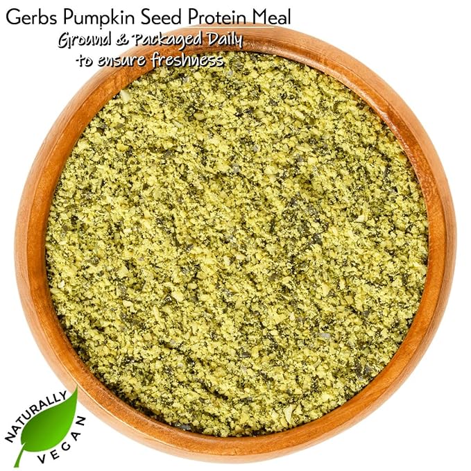 GERBS Pumpkin Seed Meal 4 LBS. Premium Grade | Freshly Harvested &amp Packaged in Resealable Bulk Bag | Non-GMO Keto &amp Paleo | Heart healthy Natural Sleep Aid &amp antioxidant rich | Gluten Pe