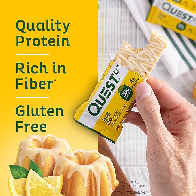 Quest Nutrition Blueberry Muffin (12 Count) and Lemon Cake (12 Count) Protein Bars Bundle High Protein Gluten Free