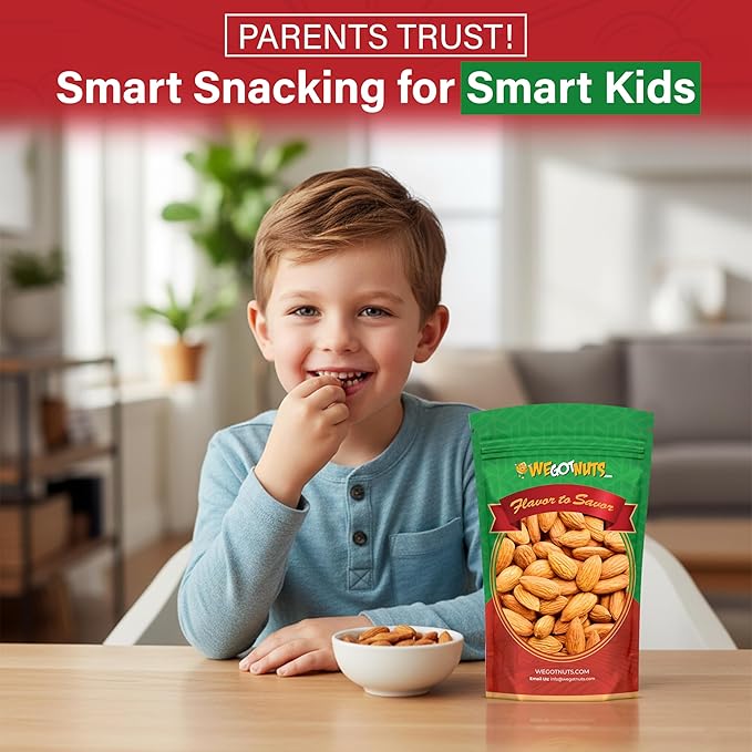 We Got Nuts Jumbo California Almonds 64oz (4 Pounds) (Whole Naturel Non Gmo Shelled Unsalted)