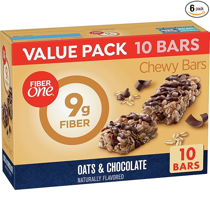 Fiber One Bar Oats and Chocolate Bars 10 Count (Pack of 6)