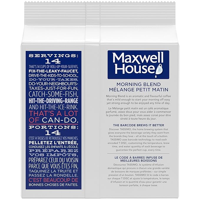 Tassimo Maxwell House Morning Blend Coffee 70 T-Discs (5 Boxes of 14 T-Discs) {Imported from Canada}